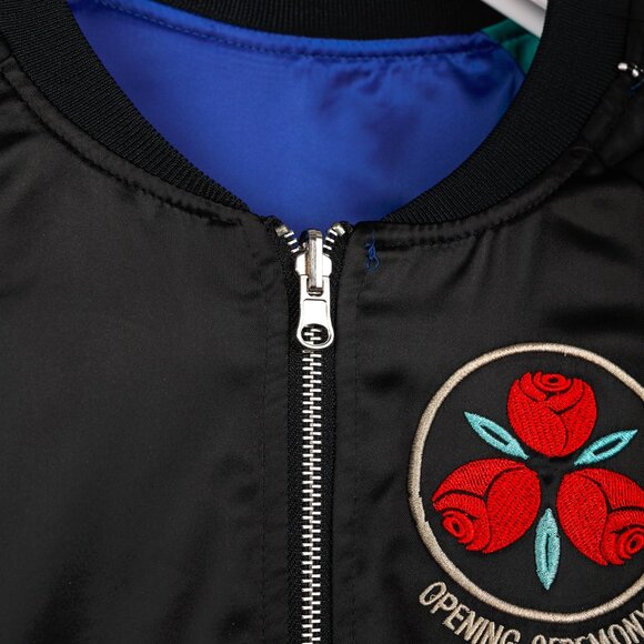 Opening Ceremony Reversible Blue & Black Embroidered Bomber Jacket - Picture 16 of 16